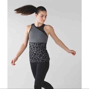 lululemon athletica Gray Leopard Sports Bra and One Shoulder Work Out Top Set